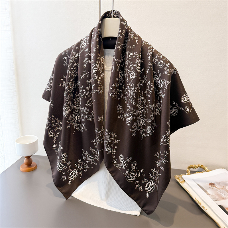 Ascot Neck Scarf - Luxury Vintage 90X90cm Square Scarf For