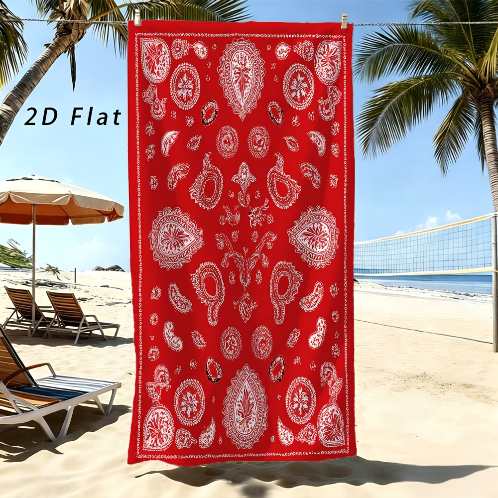 Woven Scarf Blanket - Classic Bandana Beach Towel Traditional White