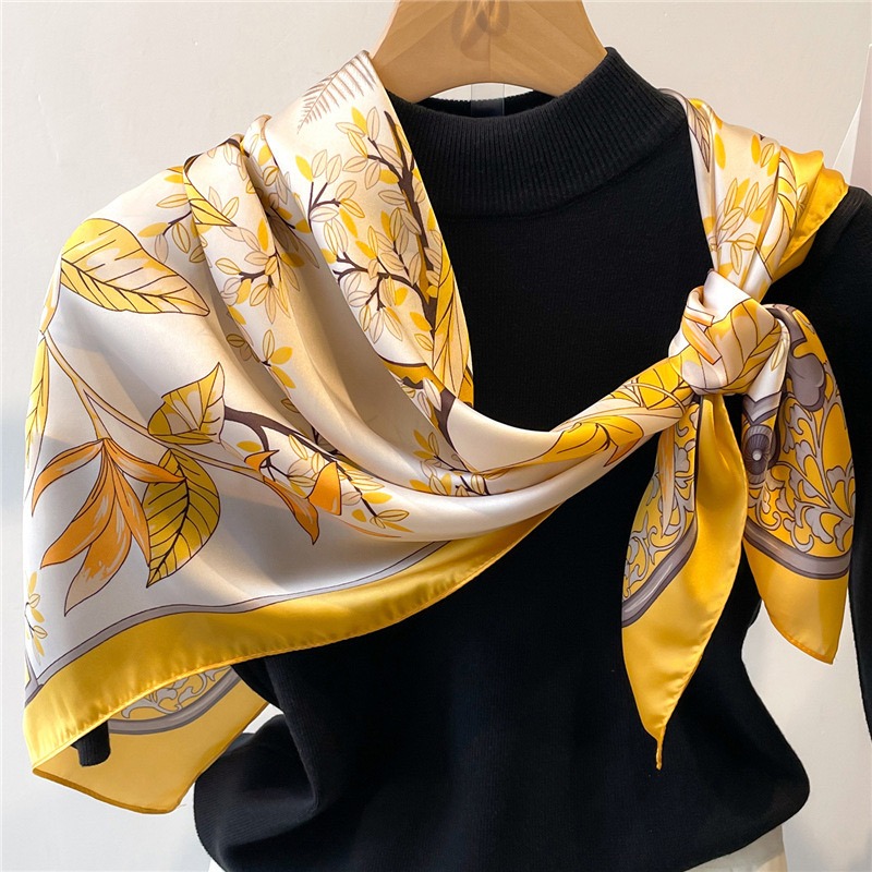 Face Scarf Mask - 1pcs 70cm Fallen Leaf Autumn Yellow