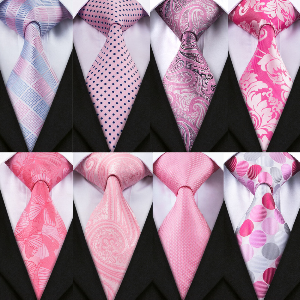 Silk Tie Striped - Barry.Wang New Pink Tie For Wedding