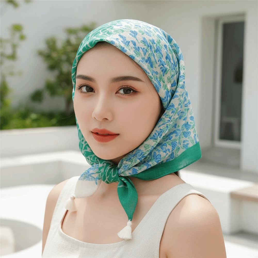 Bandana Cotton - Neck Wrap Cotton-Linen Square Scarf 60x60cm