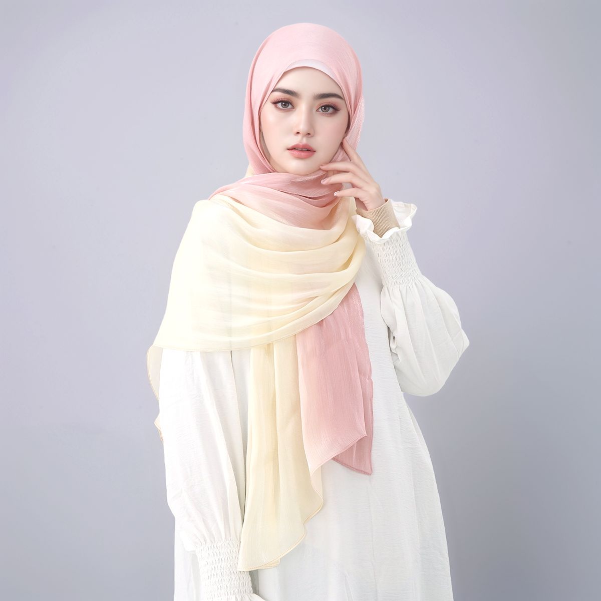 Head Wrap Turban - Gradient Twinkle Silk Hijab Scarf Muslim