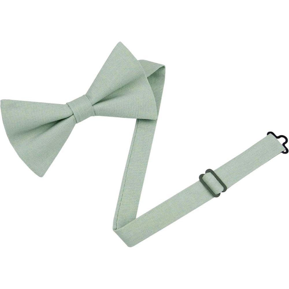 Bow Tie Pre Tied - Linen Cotton Bowties - Solid Pretied