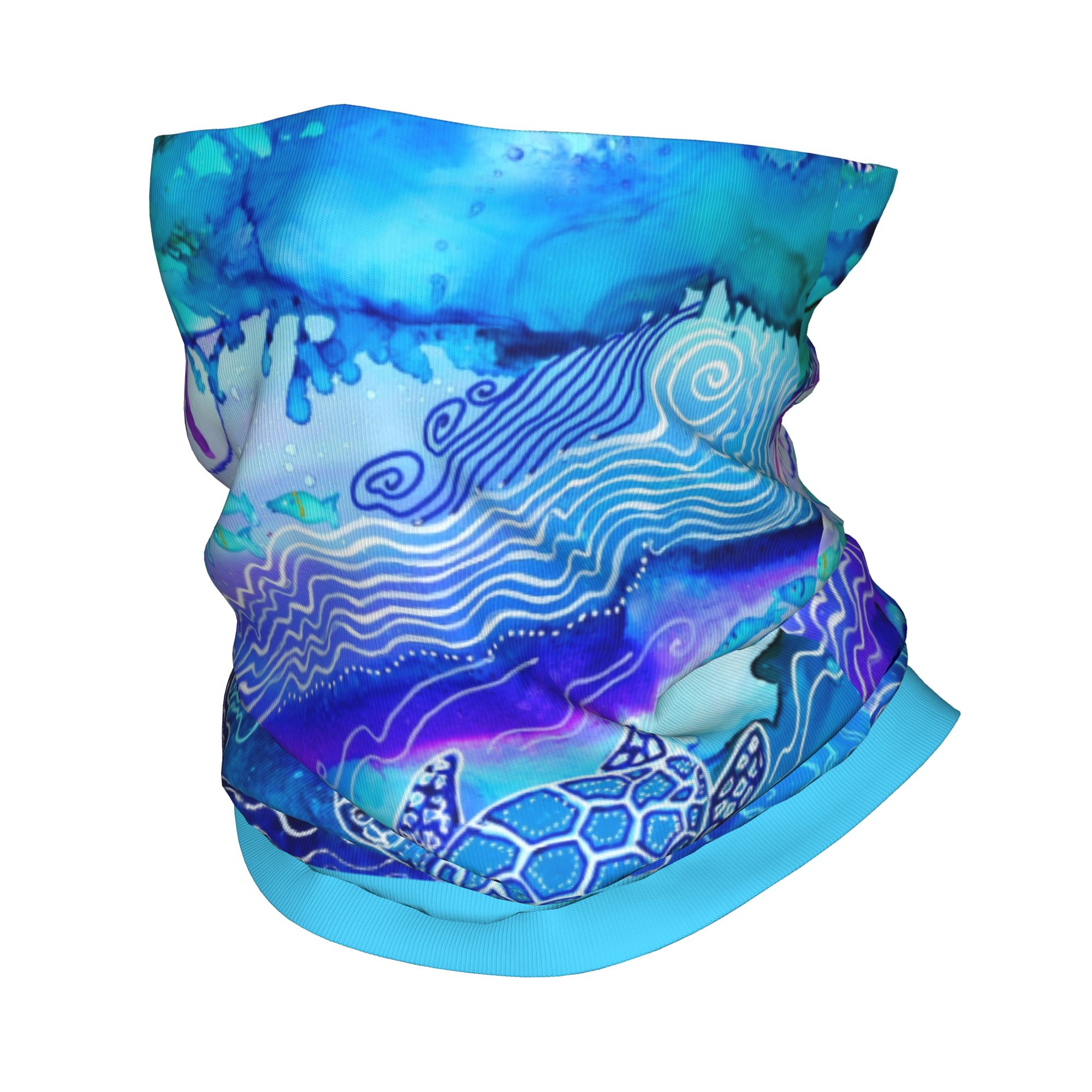 Neck Warmer Tube - Custom Ocean Turtle Dive Winter Headband