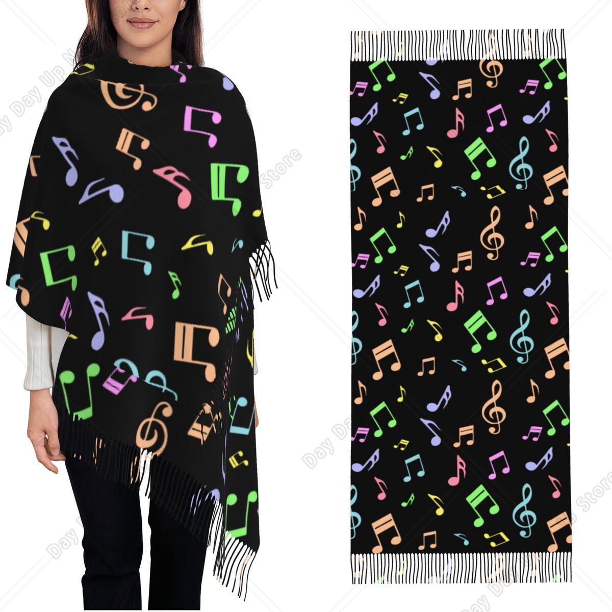 Cute And Colorful Music Notes  - Pashmina Wrap Large recension och pris
