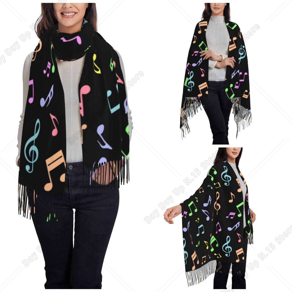 Cute And Colorful Music Notes  - Pashmina Wrap Large recension och pris