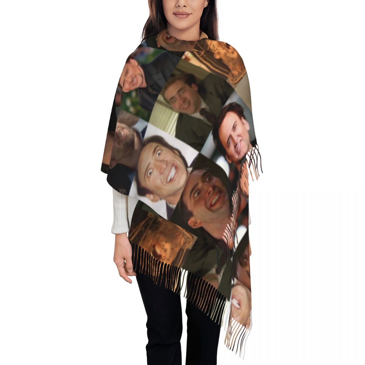 Nicolas Cage Funny Face Meme S - Pashmina Wrap Large recension och pris