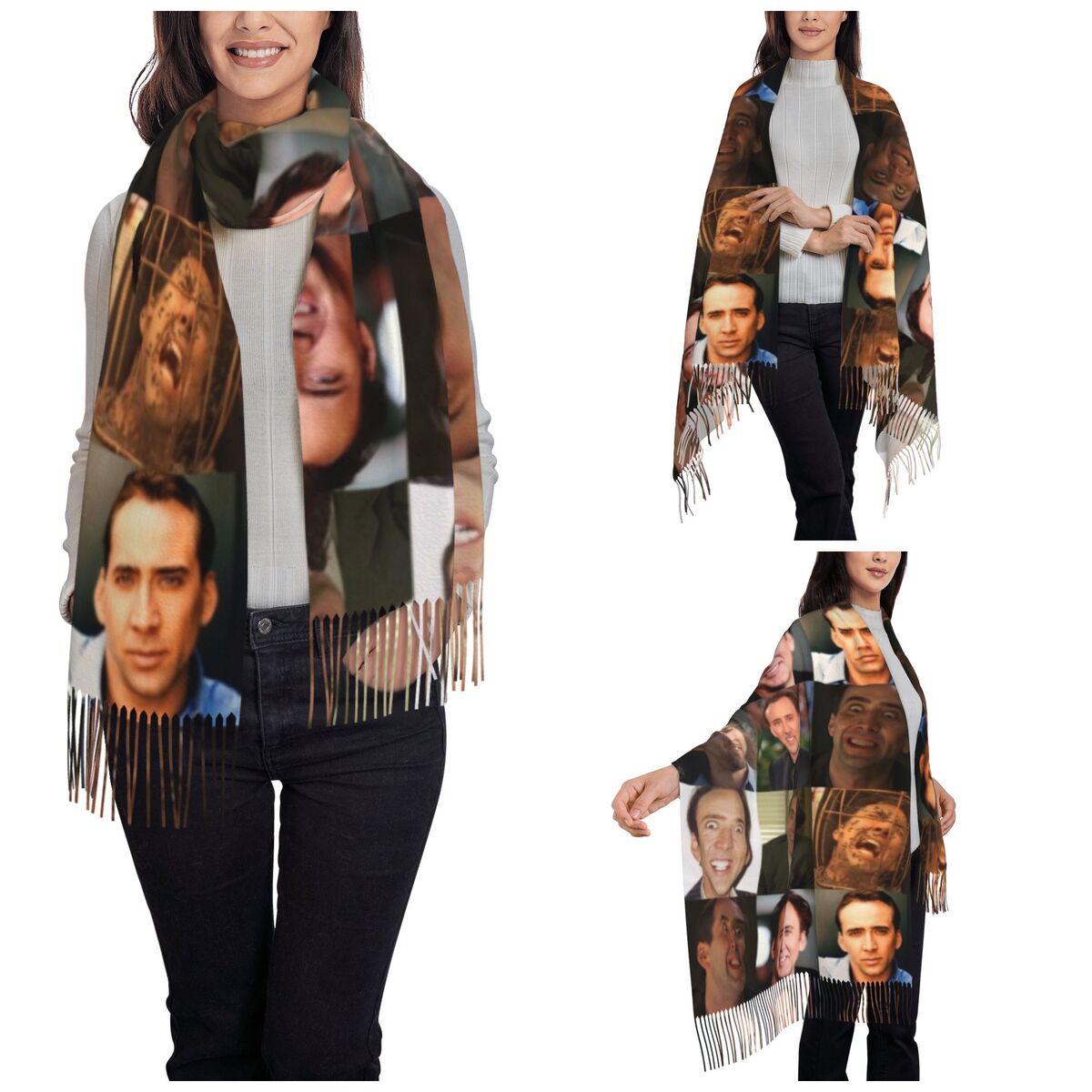 Nicolas Cage Funny Face Meme S - Pashmina Wrap Large recension och pris