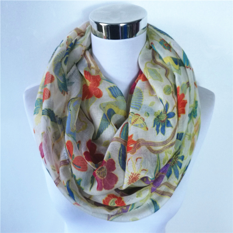 New Magpie Bird print Viscose  - Infinity Scarf Knit recension och pris
