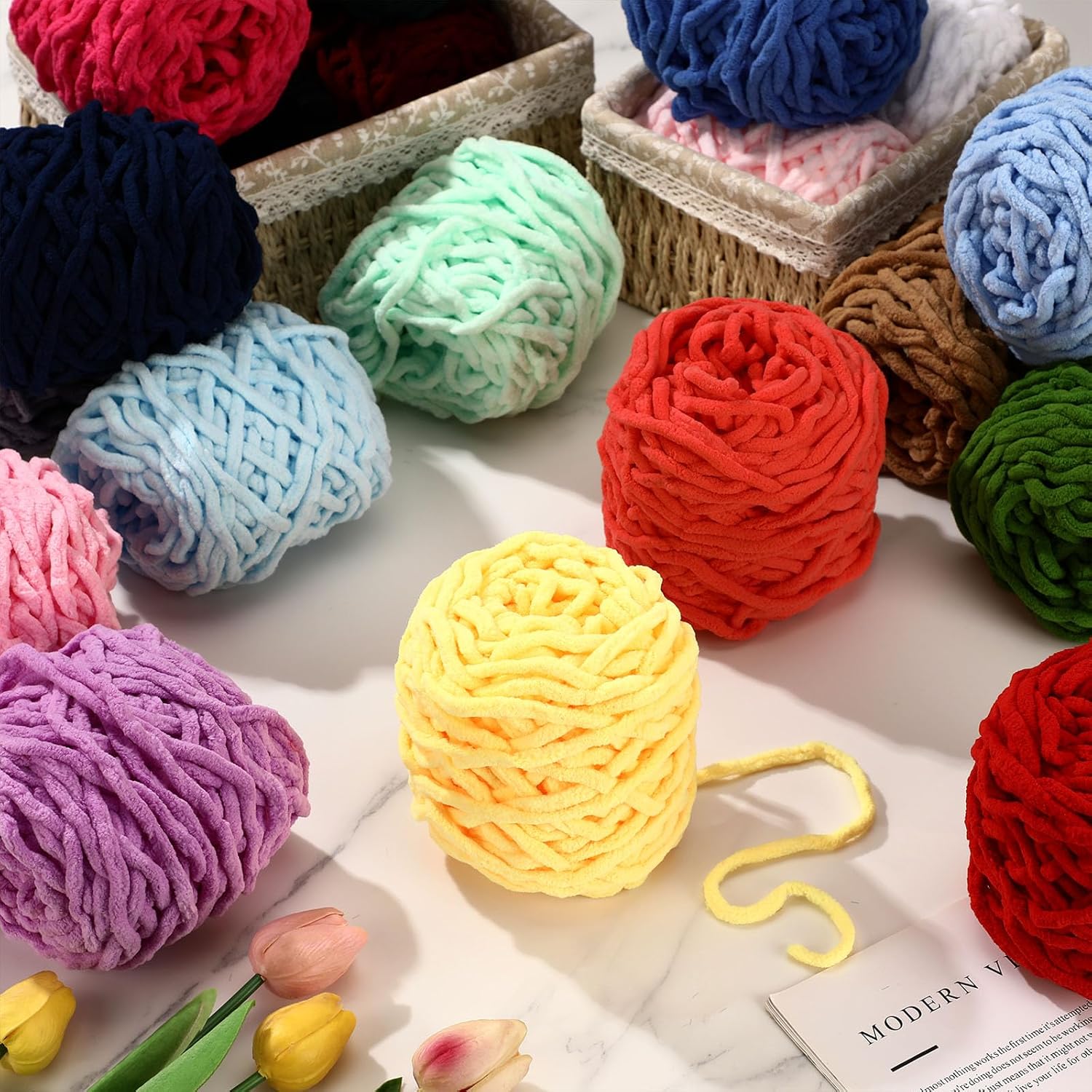 3PCS 300g Chenille Knitting Ya - Woven Scarf Blanket recension och pris