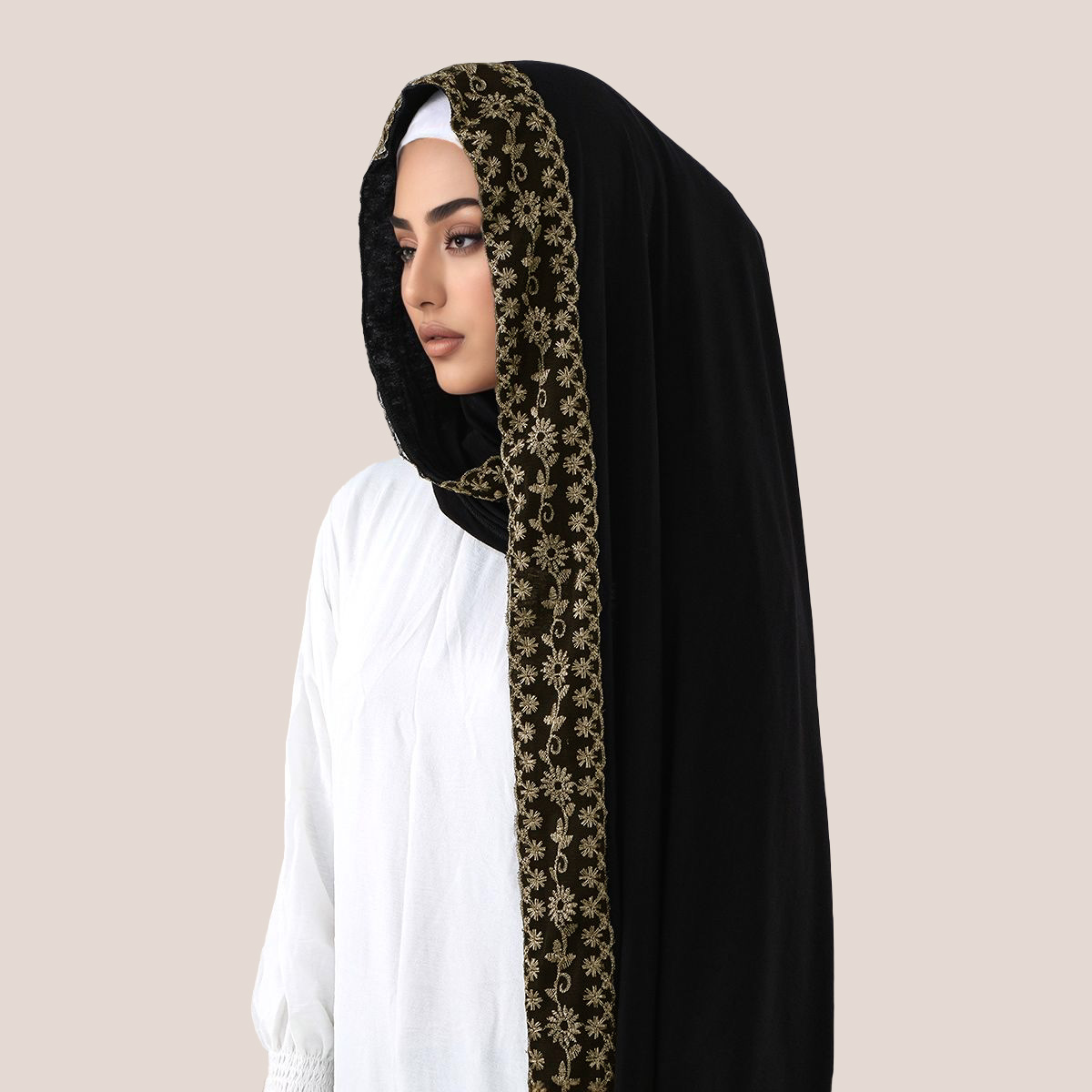 Lace Embroidery Cotton Jersey  - Head Wrap Turban recension och pris