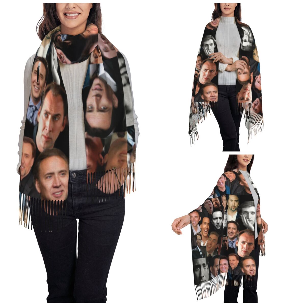 Nicolas Cage Colllage Shawl Wr - Pashmina Wrap Large recension och pris