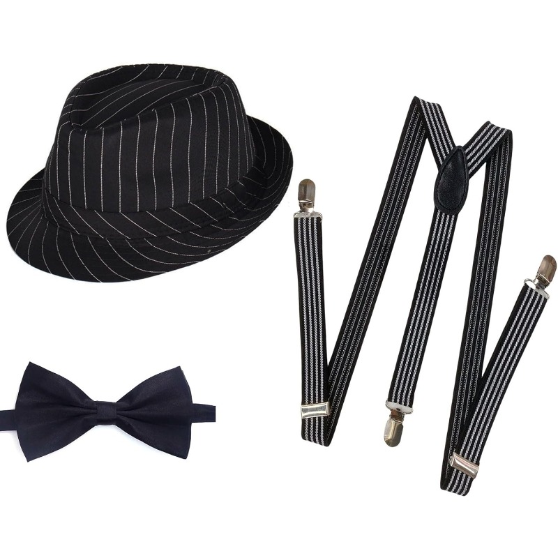 1920s Mens Costume Fedora Hat  - Bow Tie Pre Tied recension och pris