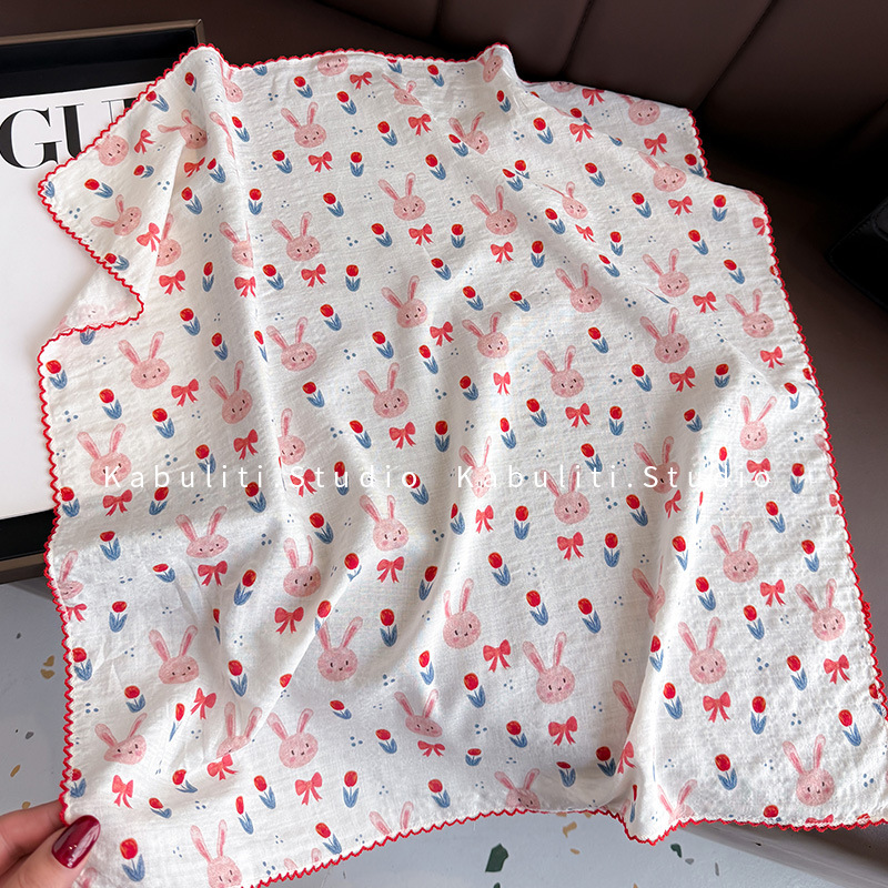 Cotton Linen Square Scarf  58  - Ascot Neck Scarf recension och pris