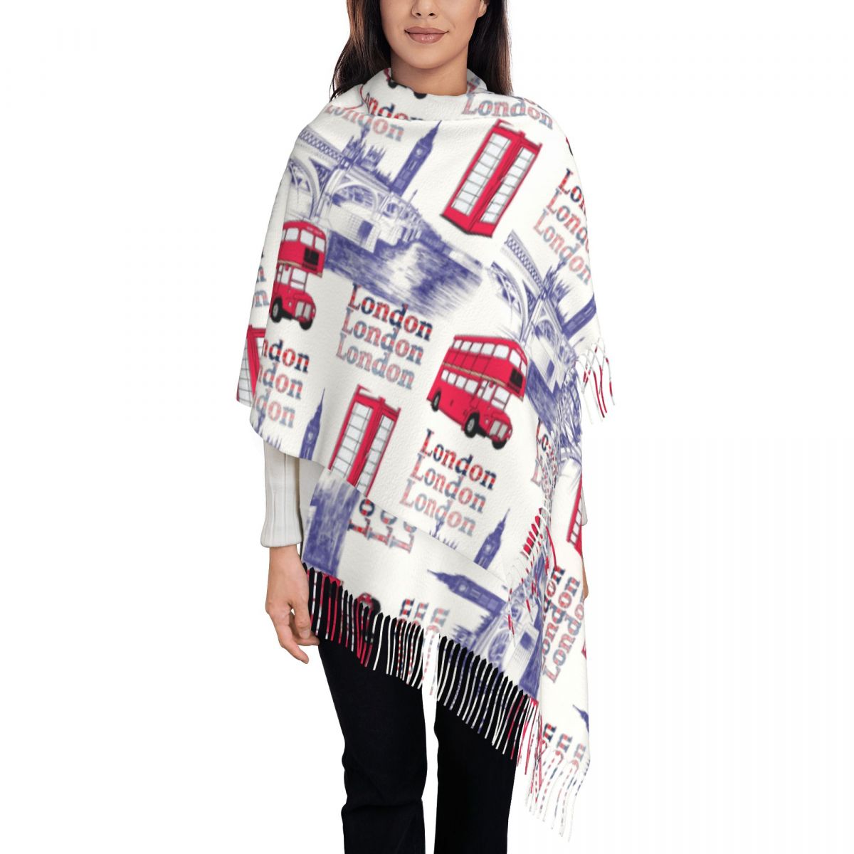 London England Scenes Shawls W - Pashmina Wrap Large recension och pris
