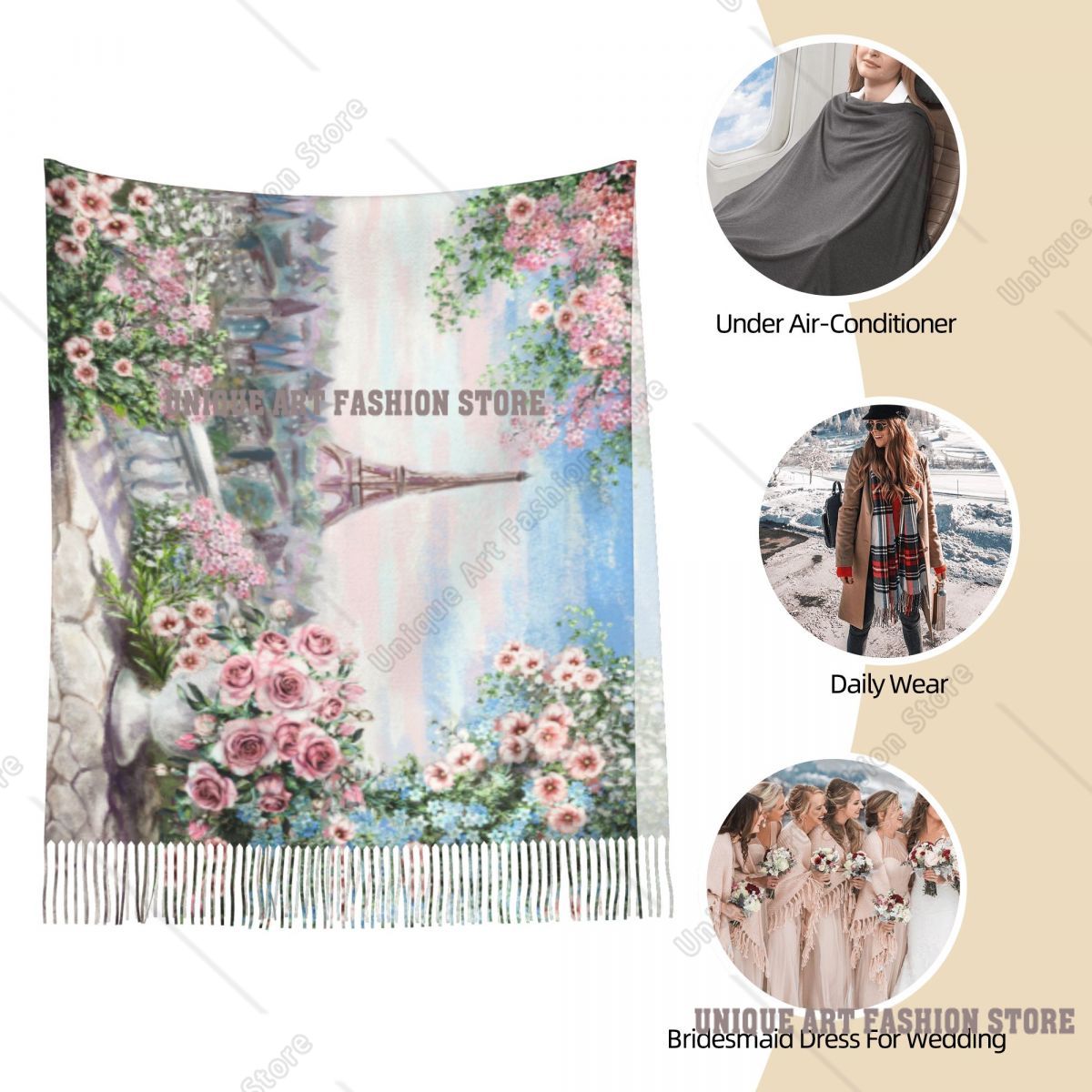 Oil Painting France Paris Eiff - Pashmina Wrap Large recension och pris