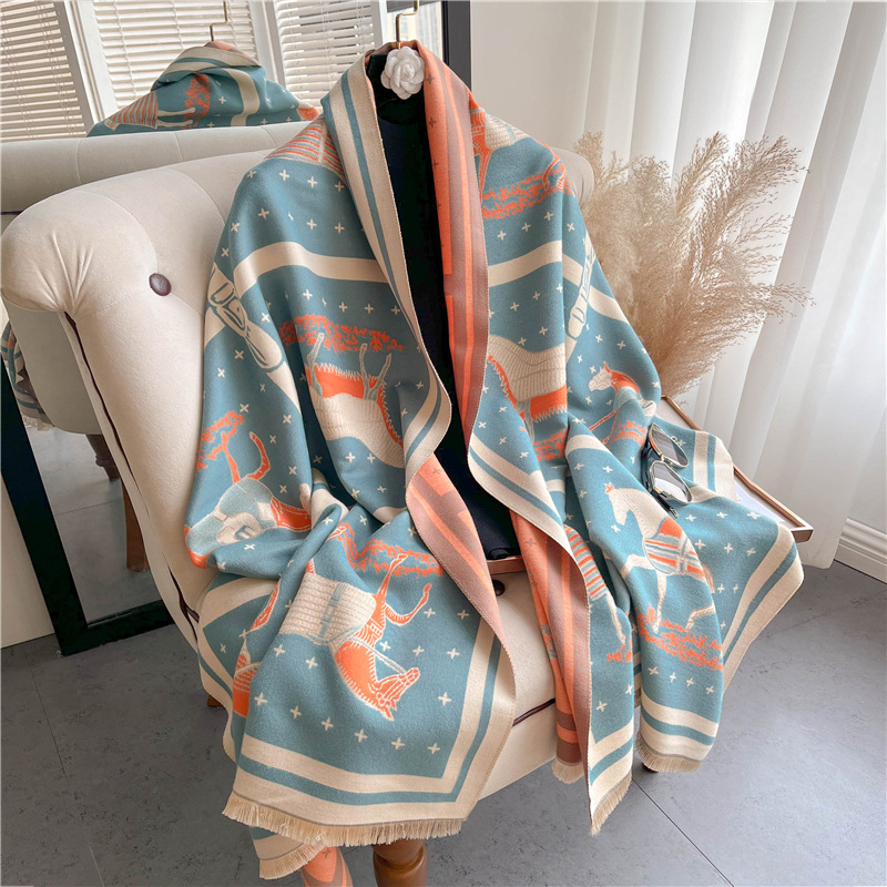 Luxury Horse Print Thick Cashm - Woven Scarf Blanket recension och pris