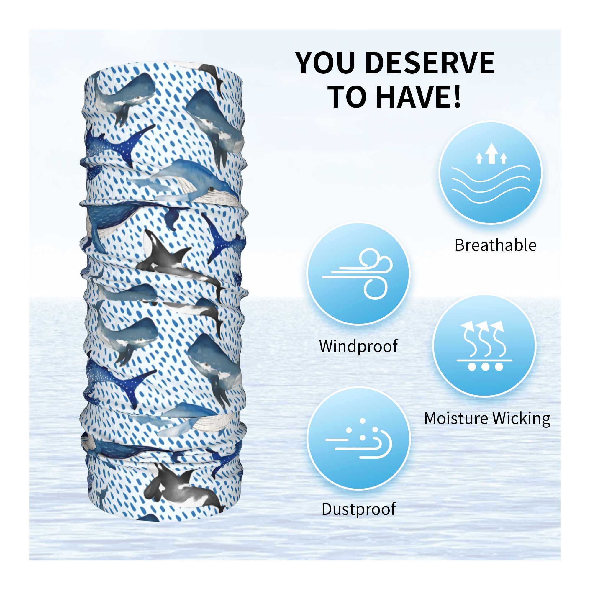 Custom Blue Watercolour Shark  - Neck Warmer Tube recension och pris