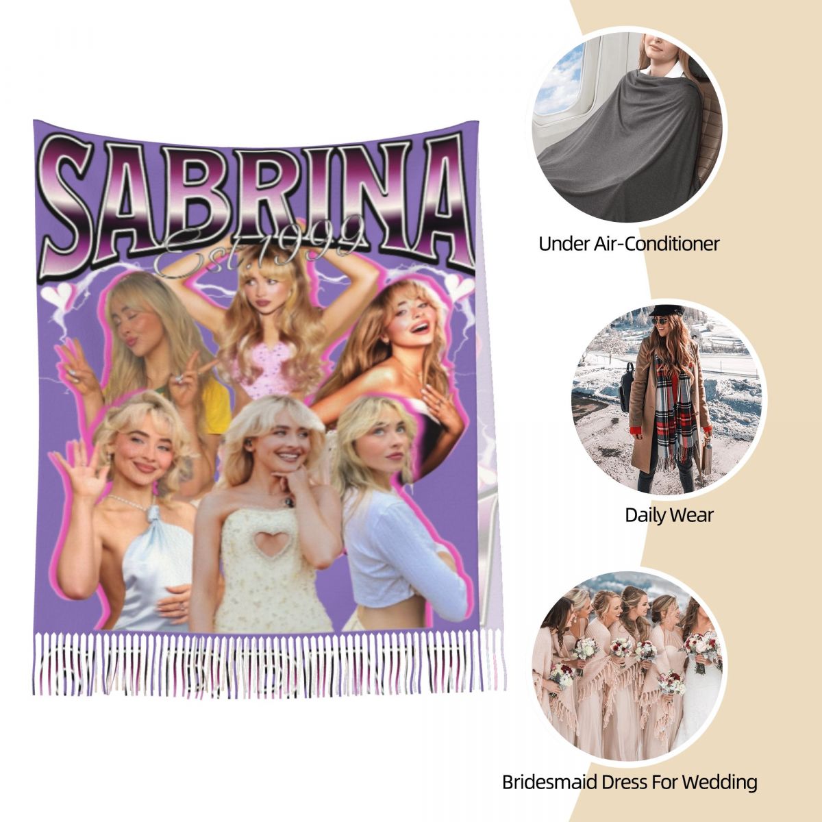 Sabrina Carpenter 90s Shawl Wr - Pashmina Wrap Large recension och pris
