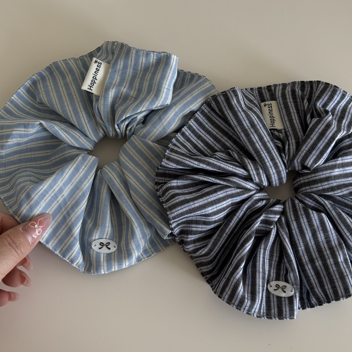 Blue Solid Color Silk Hair Ban - Silk Tie Striped recension och pris