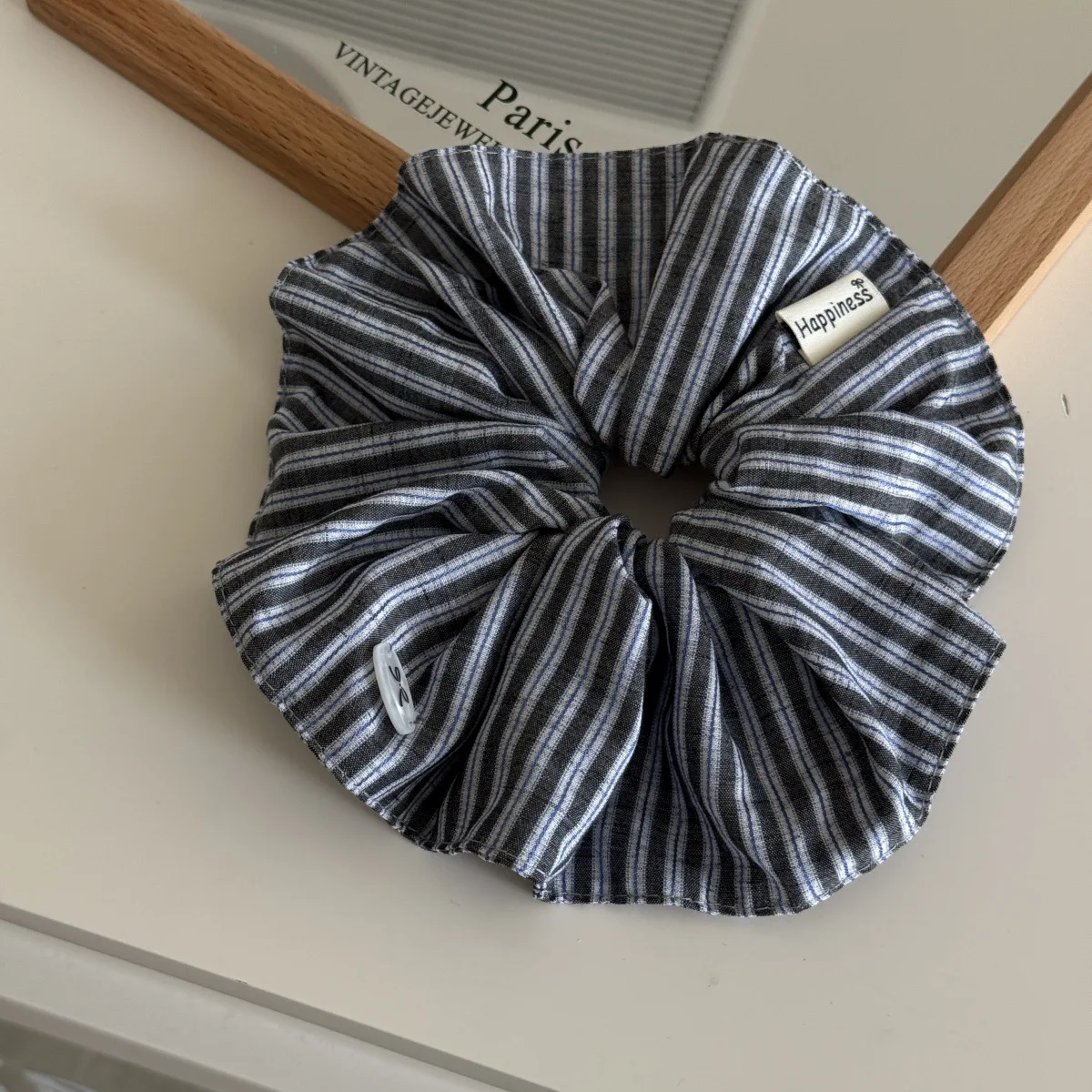 Blue Solid Color Silk Hair Ban - Silk Tie Striped recension och pris