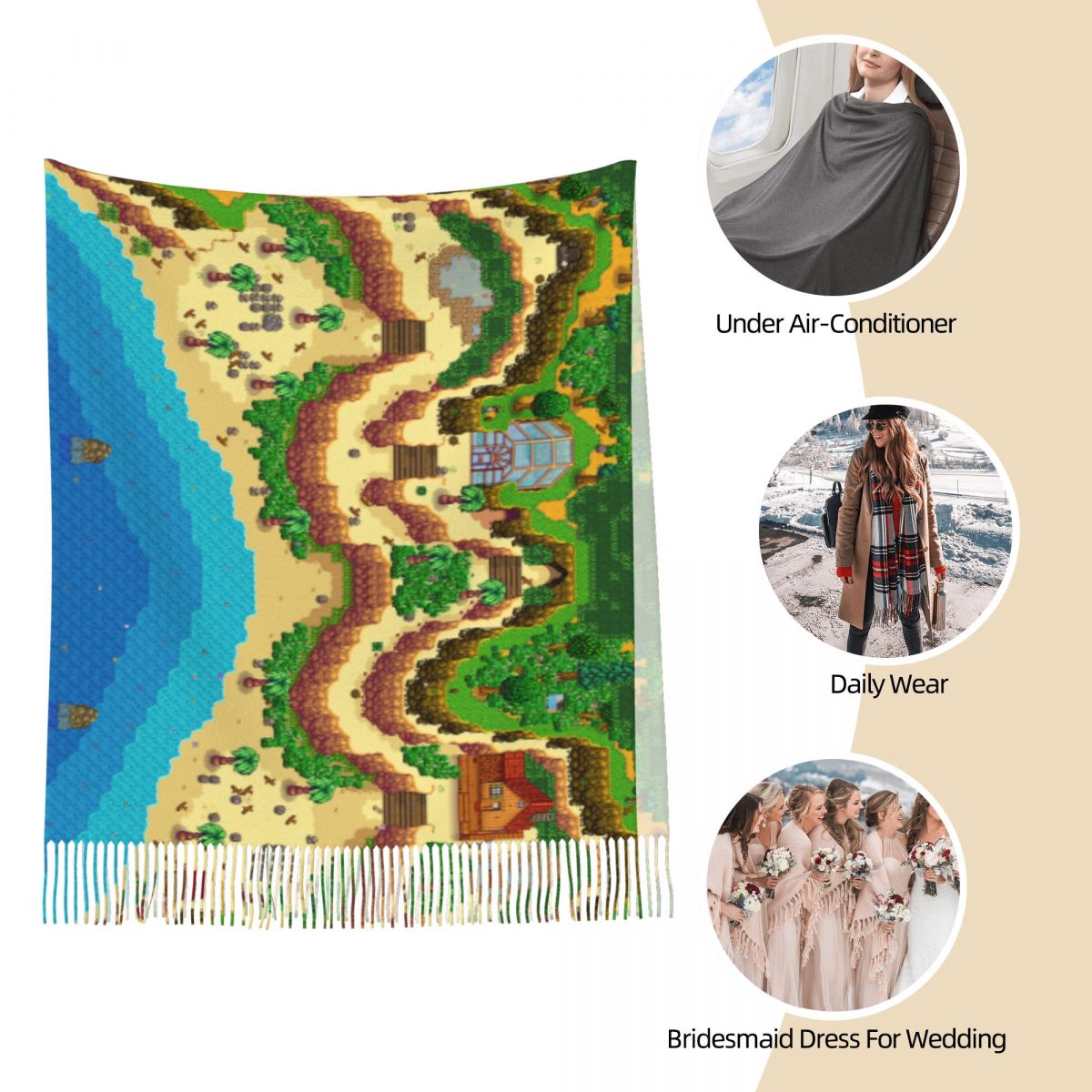 Stardew Valley Map Scarf for W - Pashmina Wrap Large recension och pris