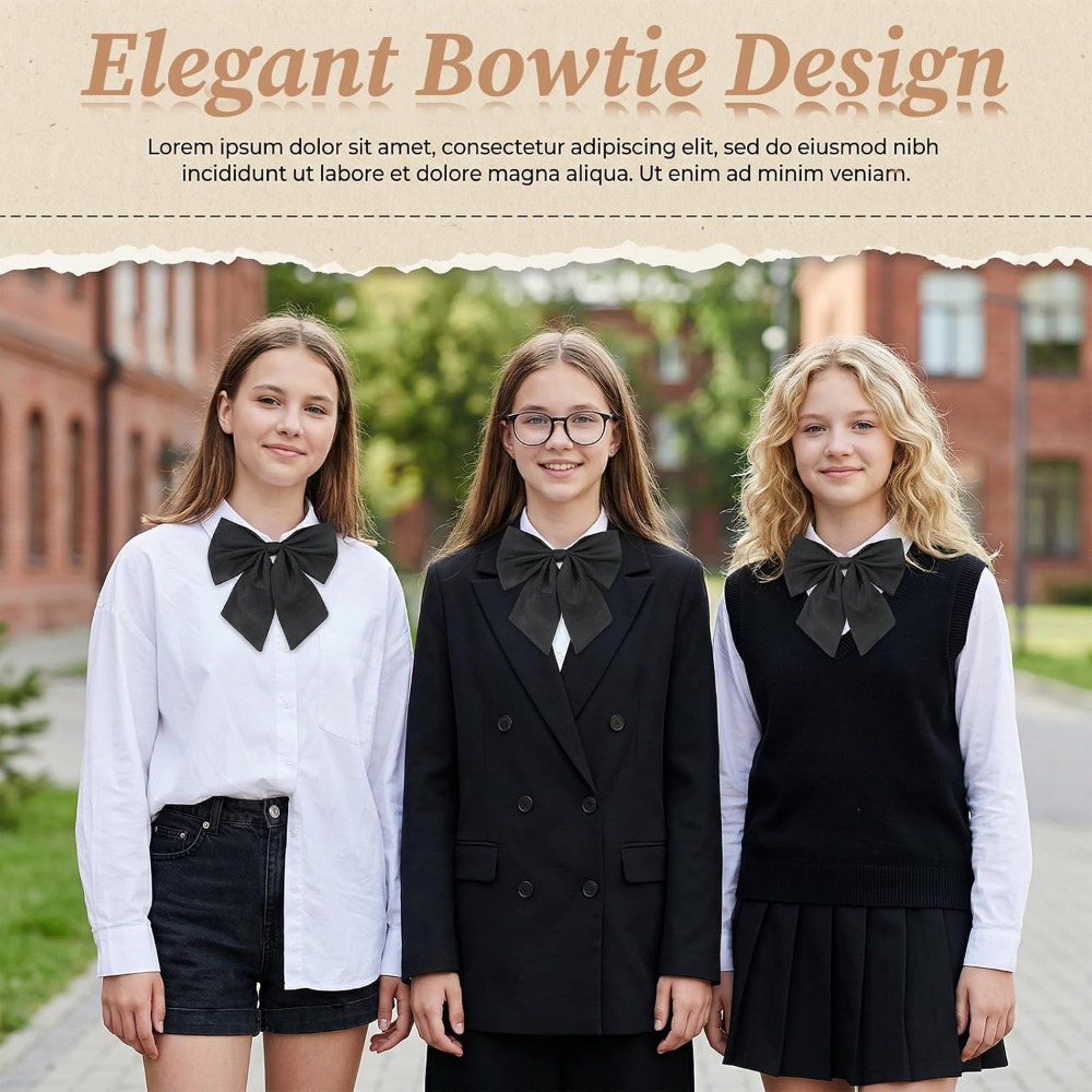 Black Bow Ties for Women, Larg - Bow Tie Pre Tied recension och pris