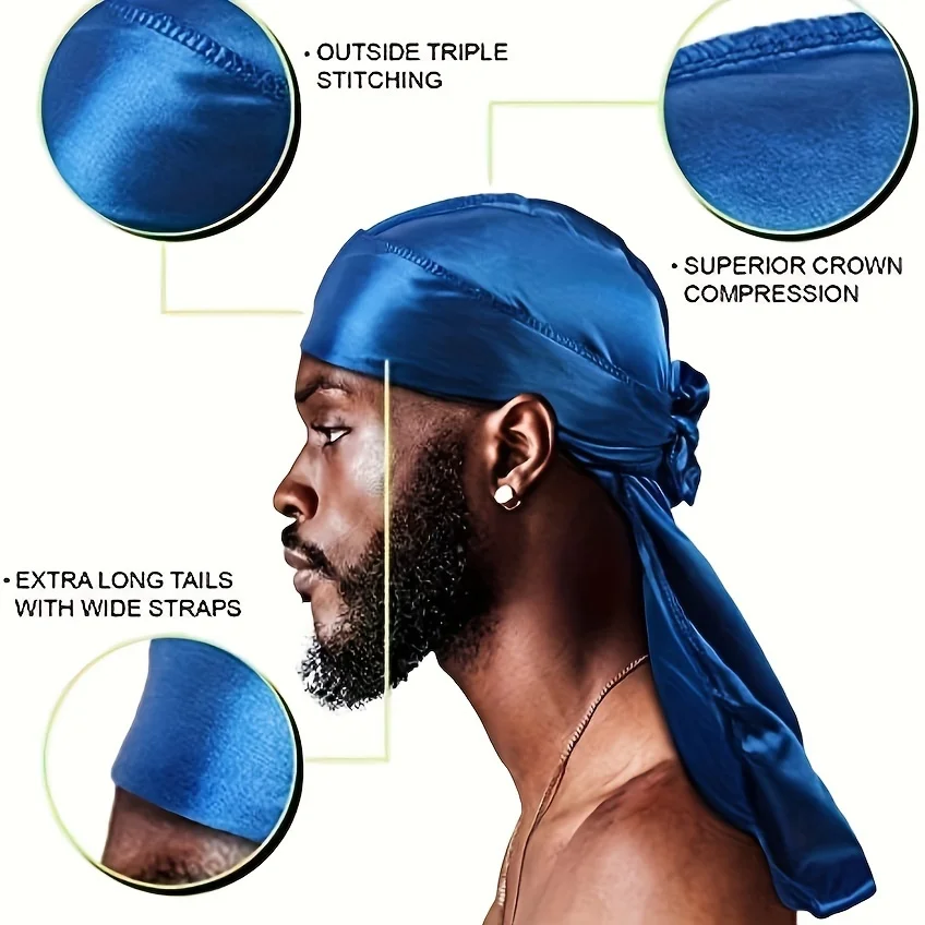Men's Silk Durag Bonnet Bandan - Bandana Doo Rag recension och pris