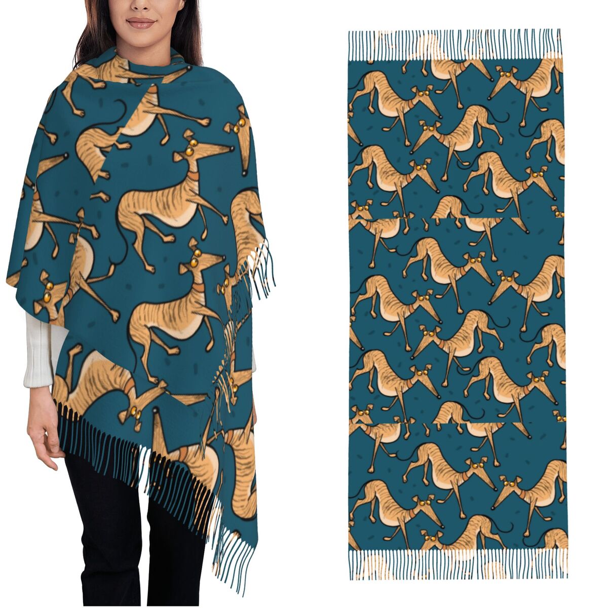 Greyhound Whippet Lurcher Dog  - Pashmina Wrap Large recension och pris