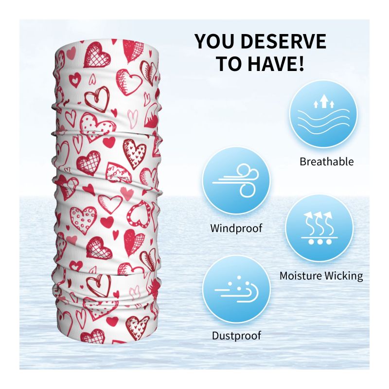 Pink Red Love Hearts Bandana N - Neck Warmer Tube recension och pris