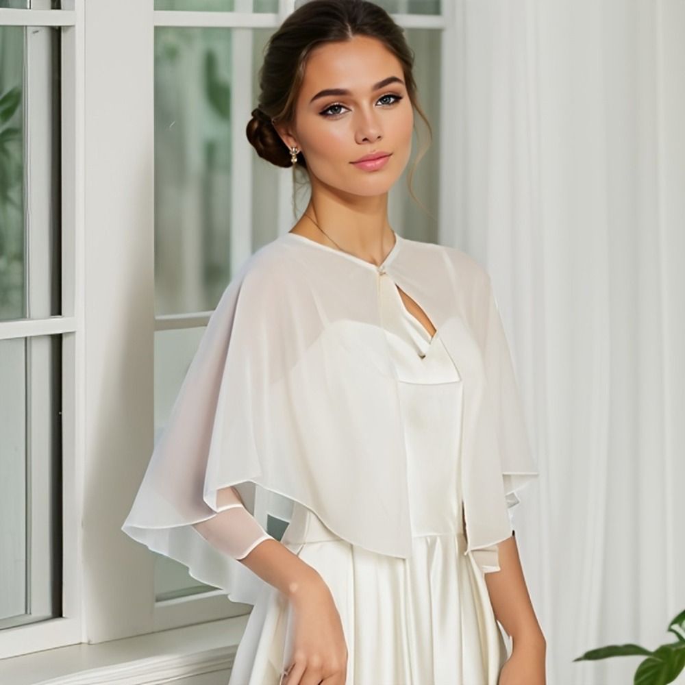 Vintage Sheer Chiffon Capelet  - Stole Wedding Shawl recension och pris