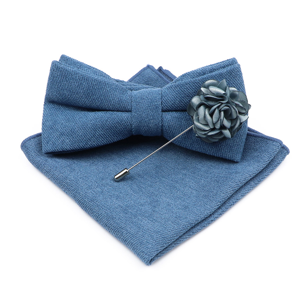 Mens Solid Color Cotton Bowtie - Handkerchief Cotton Men recension och pris