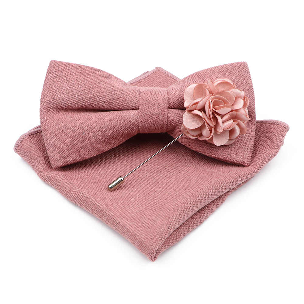 Mens Solid Color Cotton Bowtie - Handkerchief Cotton Men recension och pris