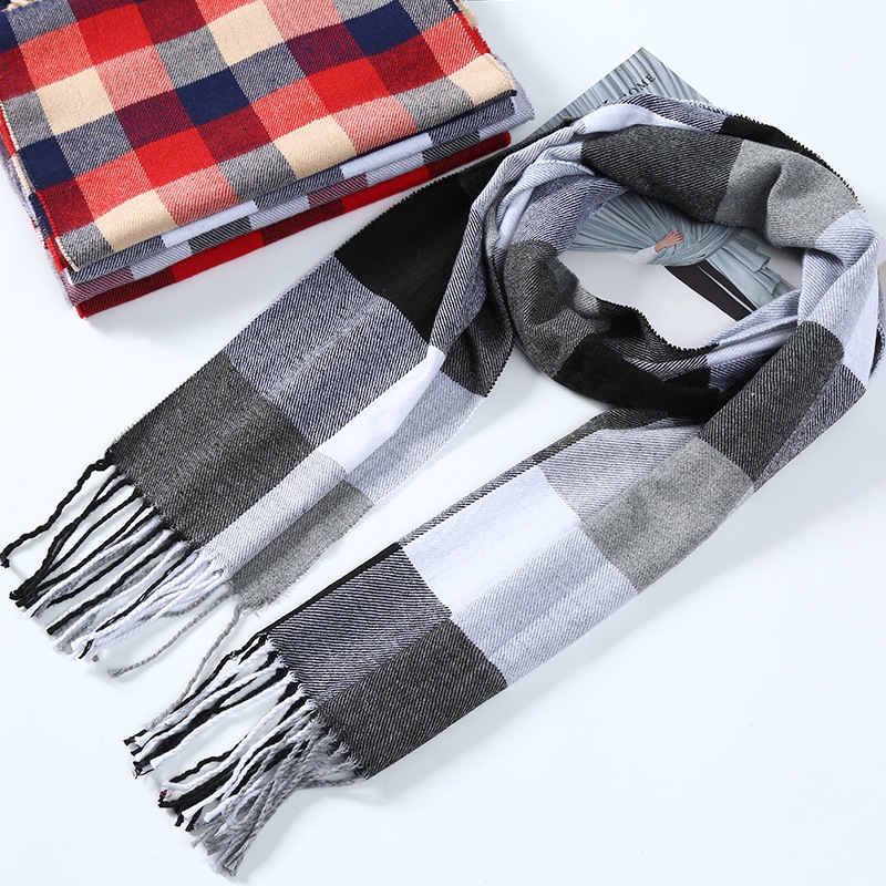 Winter Men Scarf Plaid Stripe  - Muffler Men Wool recension och pris