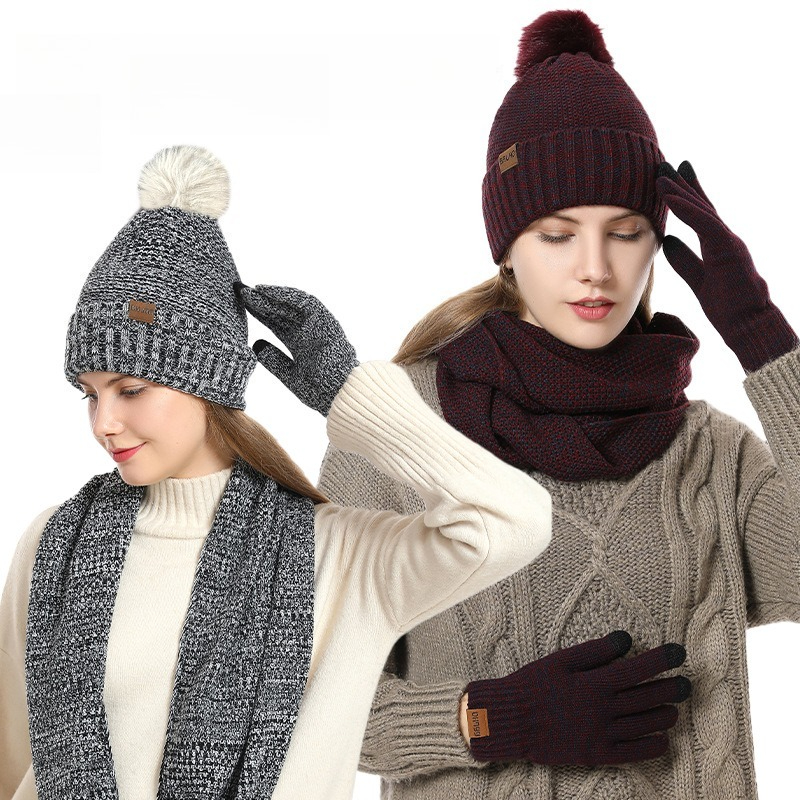 Women Winter 3Pcs Fleece Lined - Infinity Scarf Knit recension och pris