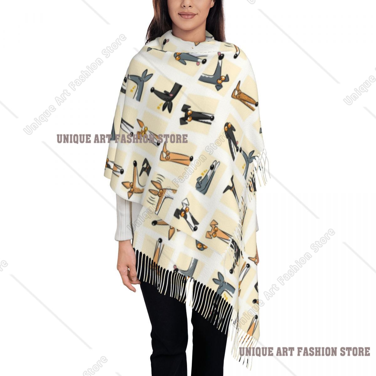 Women's Tassel Scarf Heads Up  - Pashmina Wrap Large recension och pris
