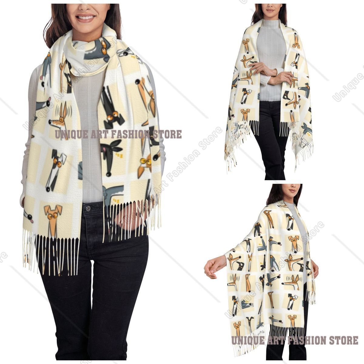 Women's Tassel Scarf Heads Up  - Pashmina Wrap Large recension och pris