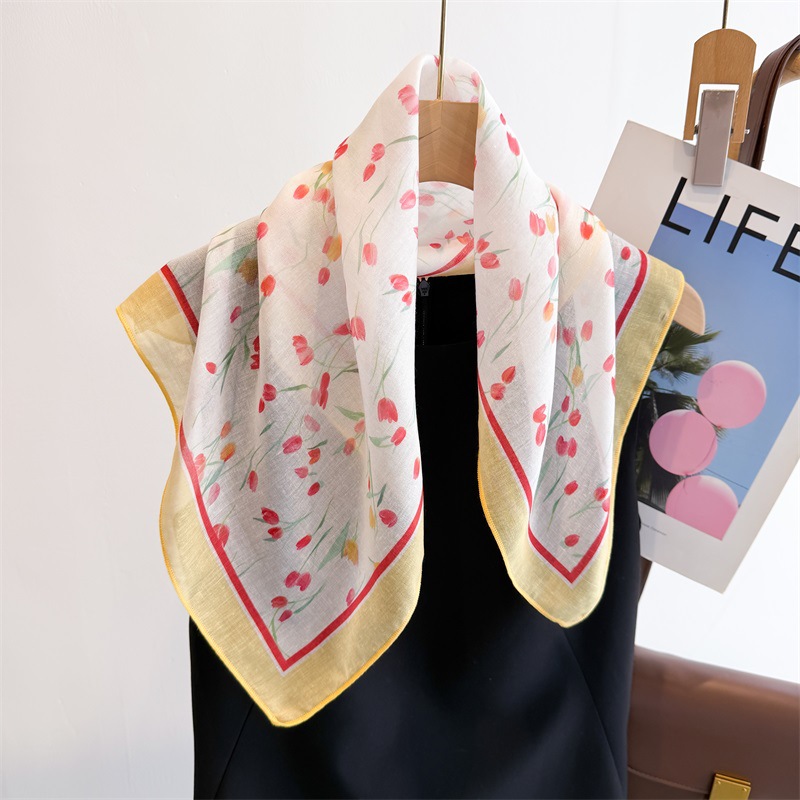 50cm Cotton Linen Square Scarf - Bandana Cotton recension och pris