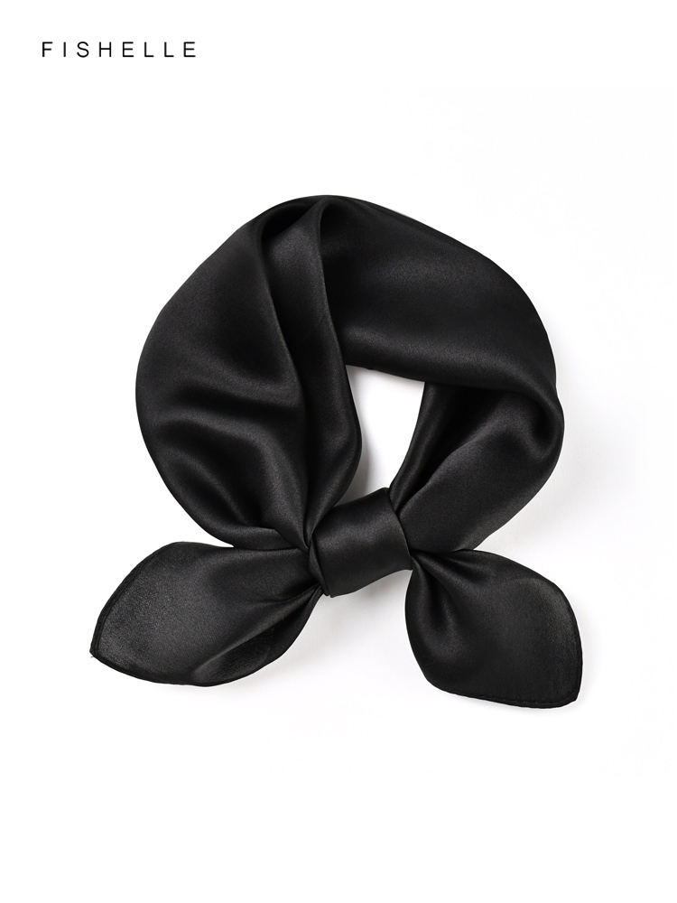 Solid color black pure silk sc - Silk Neck Scarf recension och pris