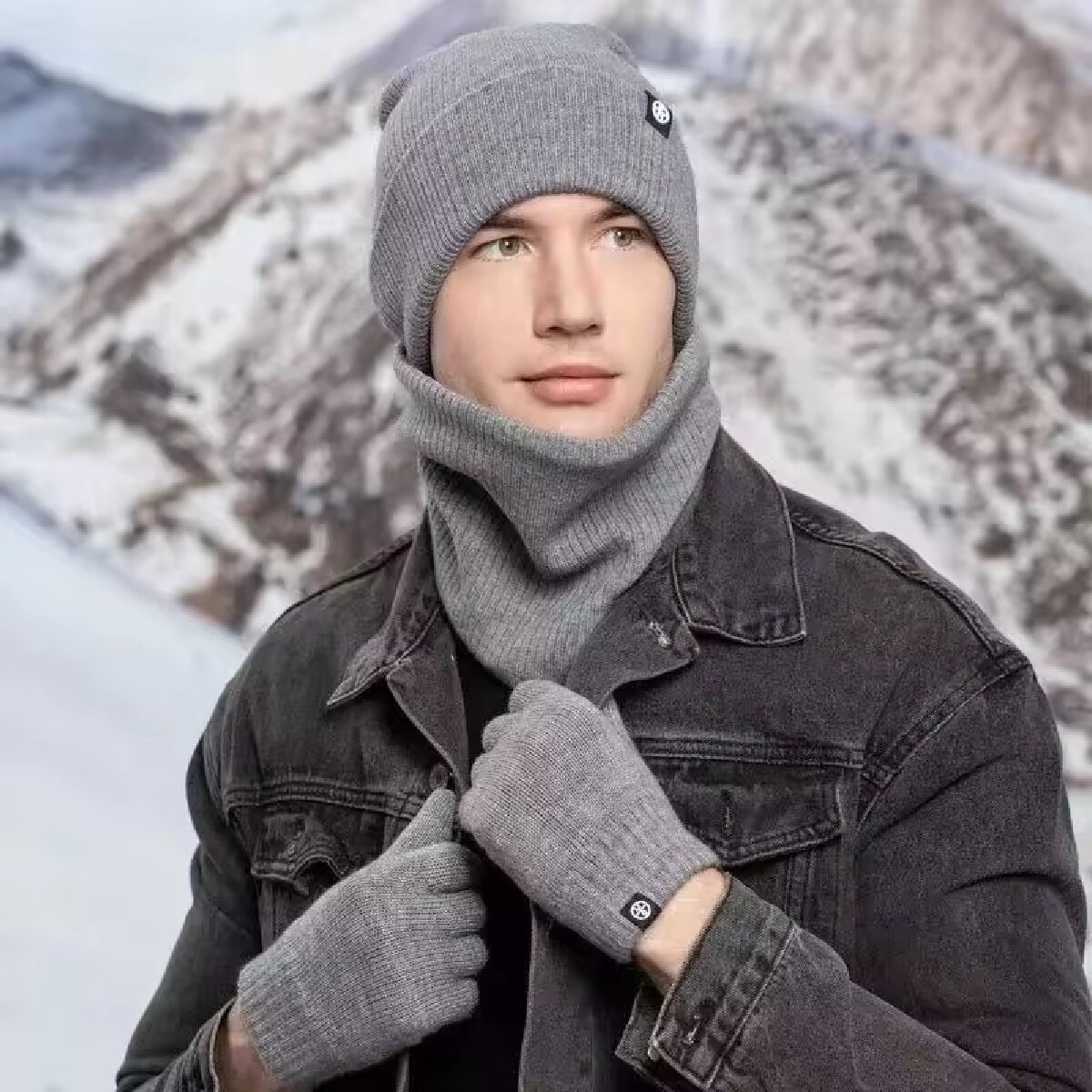 3pcs Winter Beanie Hat Gloves  - Muffler Men Wool recension och pris