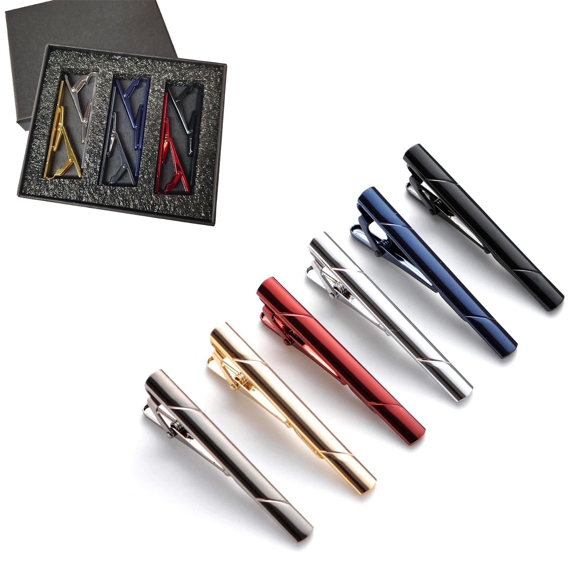 Metal Necktie Tie Clips 1/4/6  - Tie Bar Set Gift recension och pris