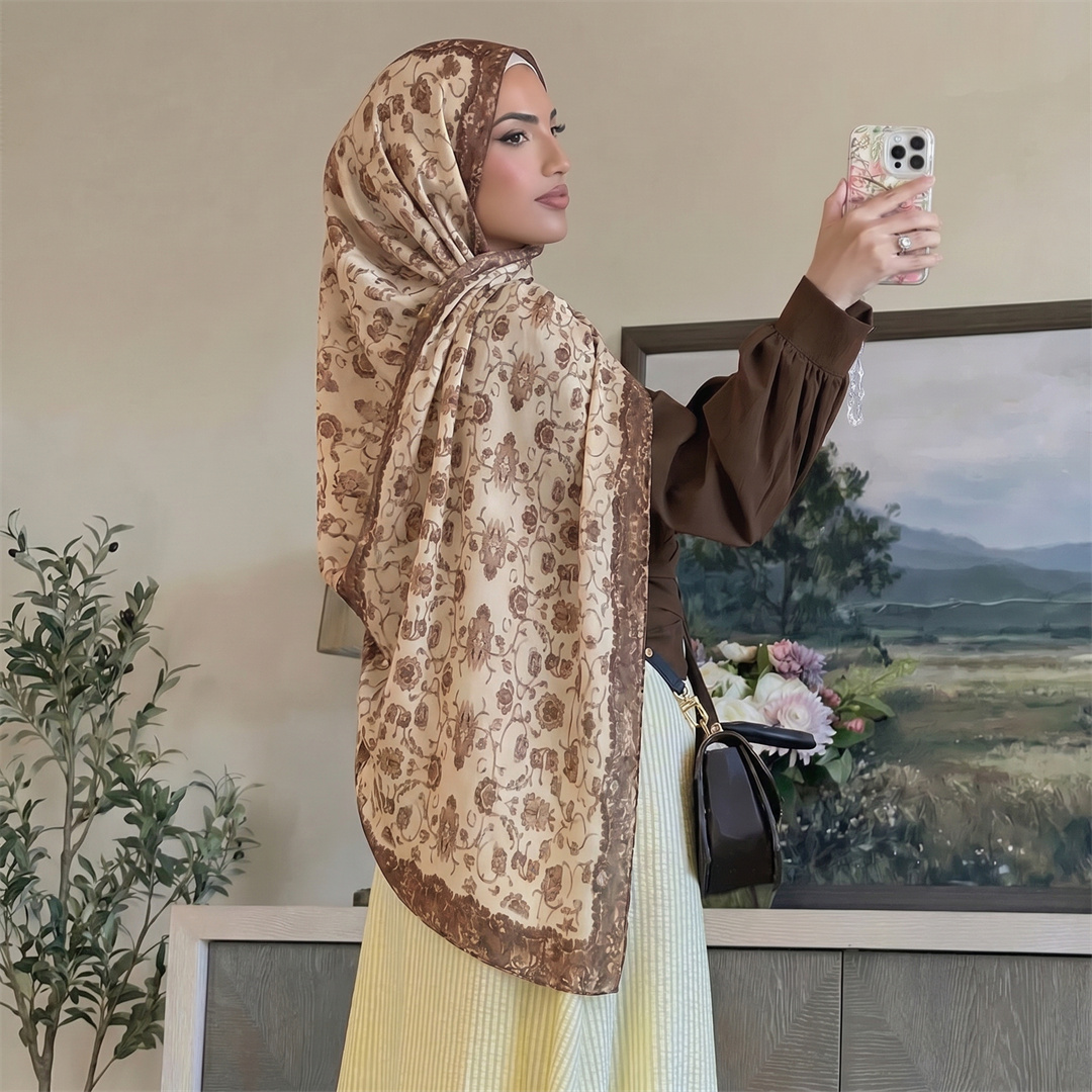 Vintage Floral Print Hijab Sof - Head Wrap Turban recension och pris
