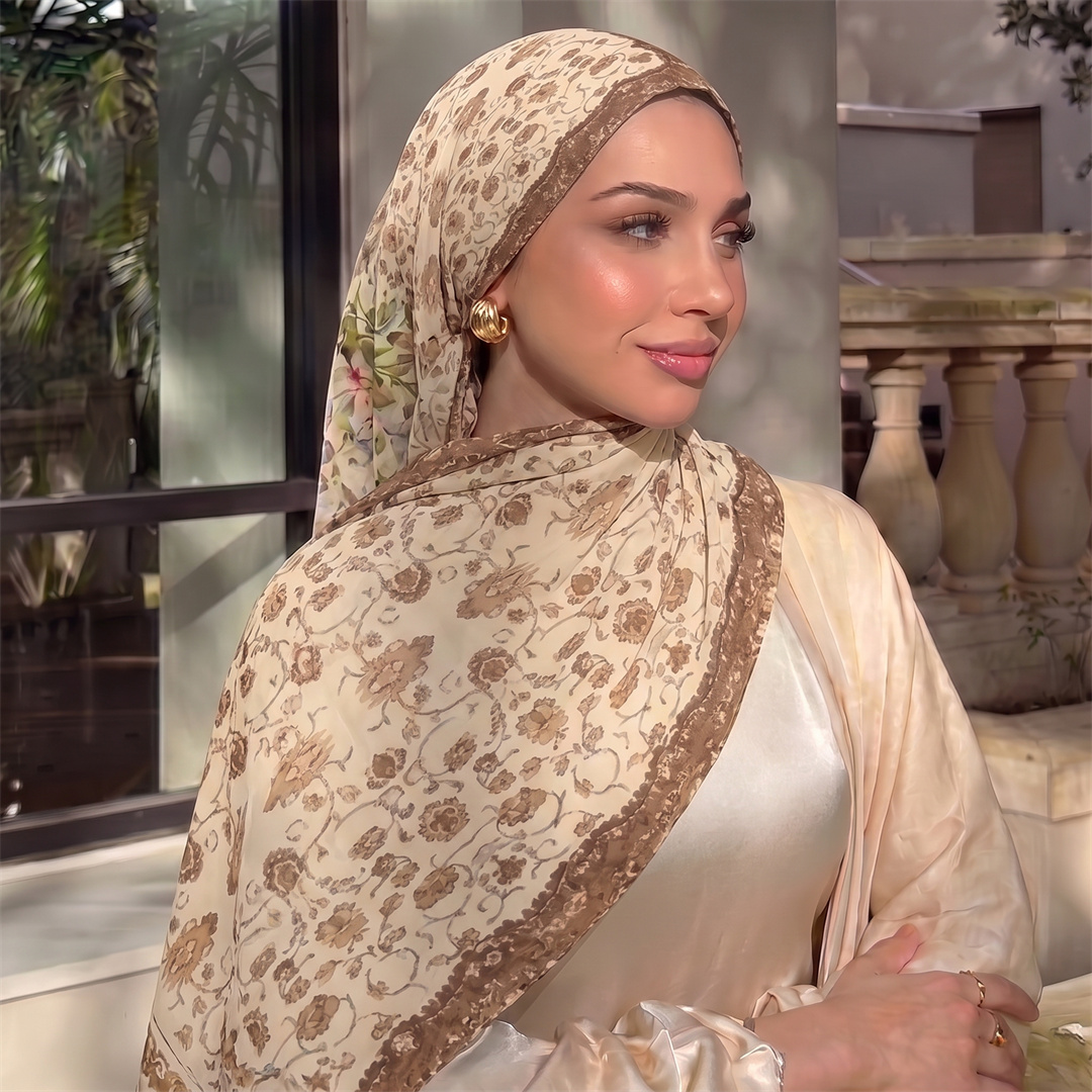 Vintage Floral Print Hijab Sof - Head Wrap Turban recension och pris